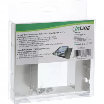 InLine Bracket Kit 3x 2.5 inch HDD to 5.25 inch HDD size Brackets and Screws