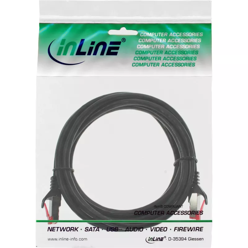 InLine Patch Cable S/FTP PiMF Cat.6 250MHz PVC copper black 2m