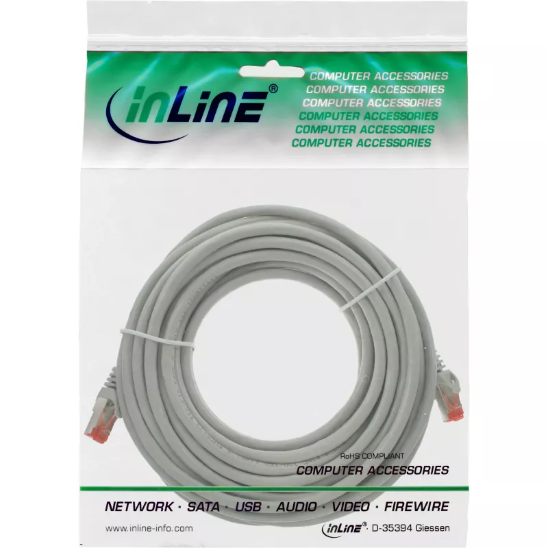 InLine Patch Cable S/FTP PiMF Cat.6 250MHz PVC copper grey 50m