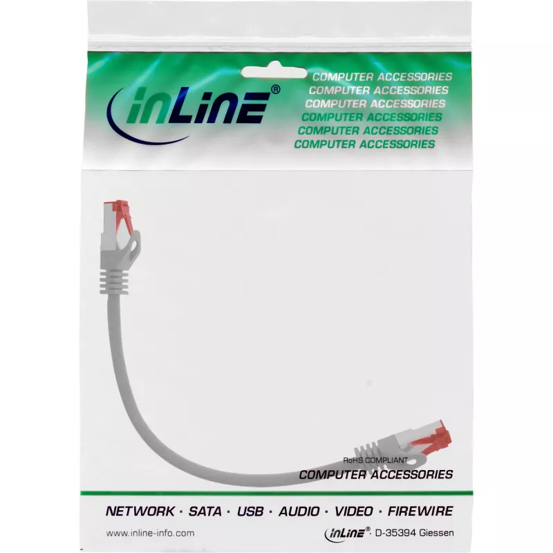 InLine Patch Cable S/FTP PiMF Cat.6 250MHz PVC copper grey 0.3m