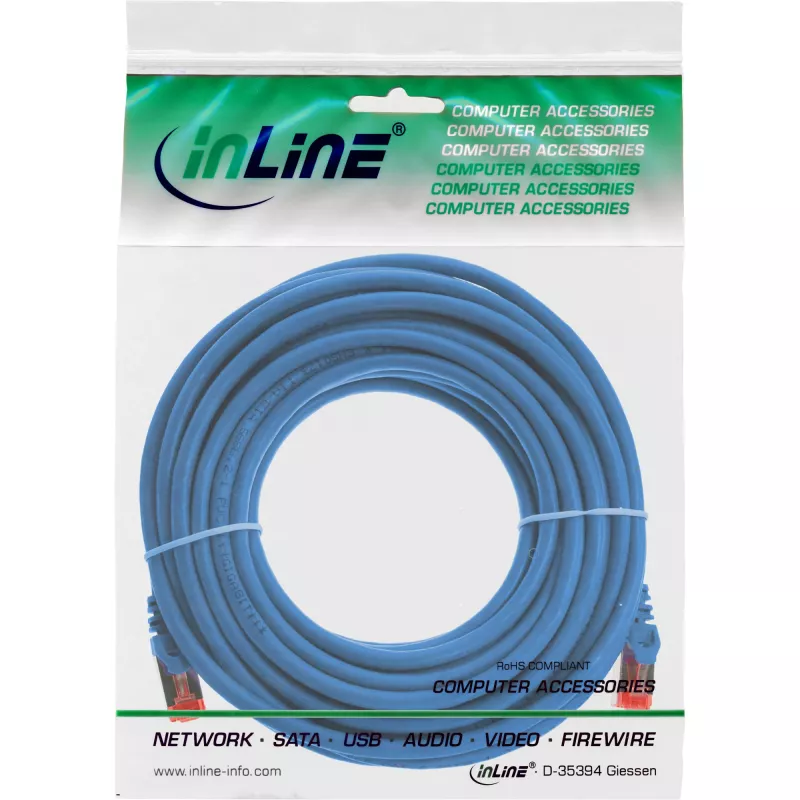 InLine Patch Cable S/FTP PiMF Cat.6 250MHz PVC copper blue 20m