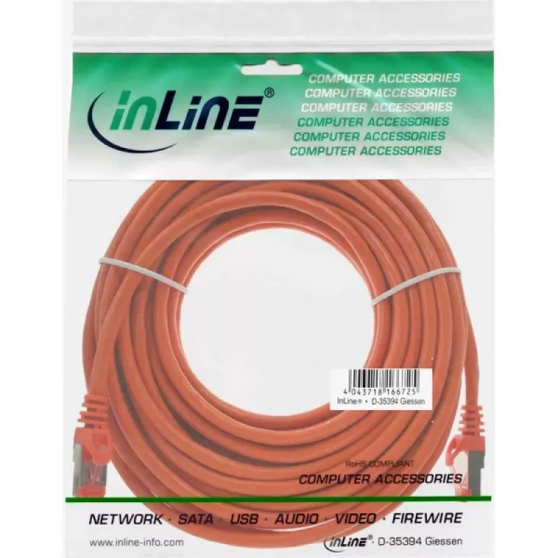 InLine Patch Cable S/FTP PiMF Cat.6 250MHz PVC copper orange 20m