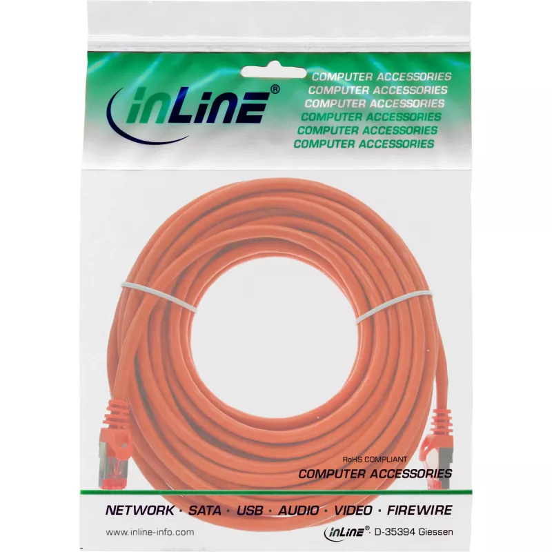 InLine Patch Cable S/FTP PiMF Cat.6 250MHz PVC copper orange 15m