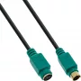 InLine PS/2 cable,, M/F, black/green, golden contacts, 2m, Black, 2 m, PS/2, PS/2, Male, Female