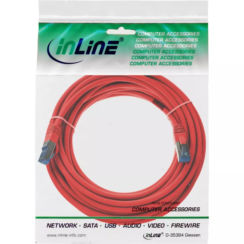 InLine Patch Cable S/FTP PiMF Cat.6A halogen free 500MHz red 15m