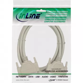 InLine serial extension cable molded DB37 male / female direct grey 3m