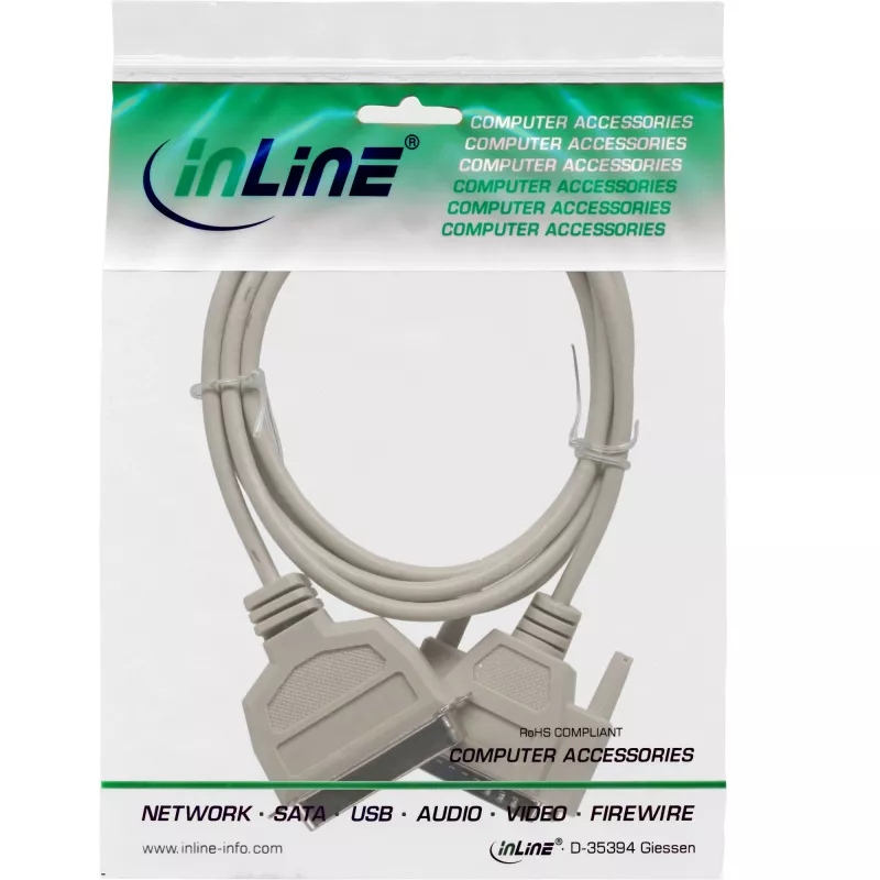 InLine Printer Cable Bi-Directional 25 Pin D-Sub to 36 Pin Centronics 5m