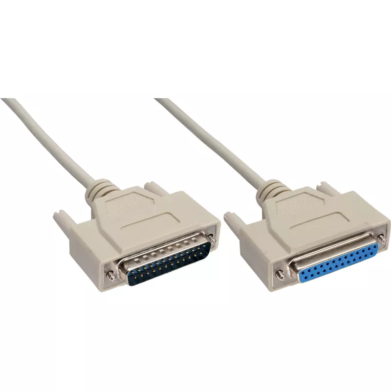 InLine serial cable molded DB25 male / female direct grey 1.8m