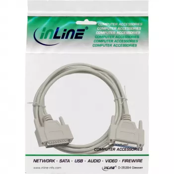 InLine serial cable molded DB25 male / female direct grey 10m