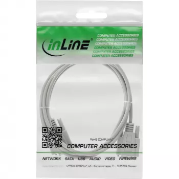 InLine Serial extension, 9pin male / female, moulded, 1:1 assigned, 3m
