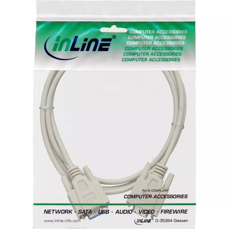 Serial Cable InLine DB9 Female/Female Direct 1.80m Beige