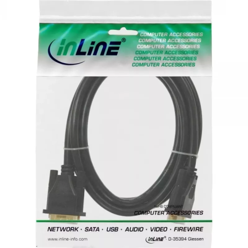 InLine DVI-D cable, Premium, 24+1 M/M, Dual Link, gold plated, 3m