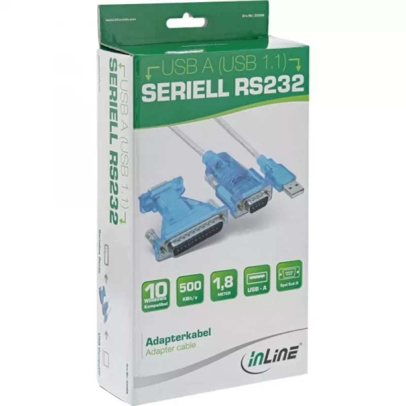 InLine USB to Serial Adapter Cable USB Type A male / DB9 male 1.8m