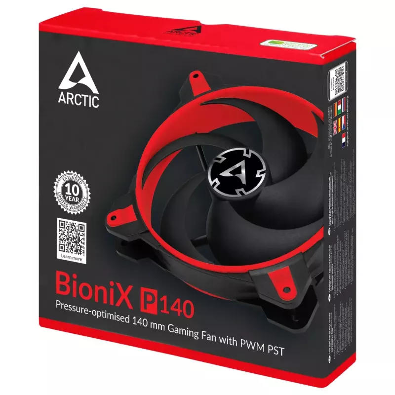 ARCTIC BioniX P140 (Red) – Pressure-optimised 140 mm Gaming Fan with PWM PST