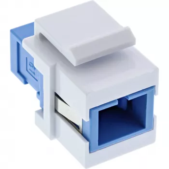 Keystone snap-in fiber optic adapter InLine SC–SC simplex SM with ceramic sleeve, flat, white
