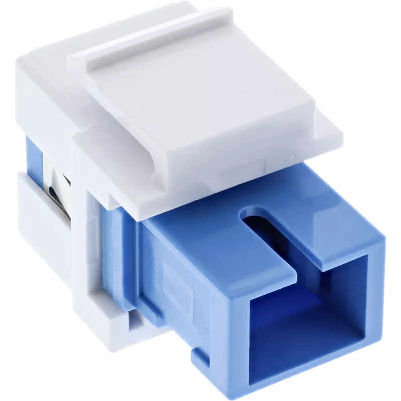 Keystone snap-in fiber optic adapter InLine SC–SC simplex SM with ceramic sleeve, flat, white