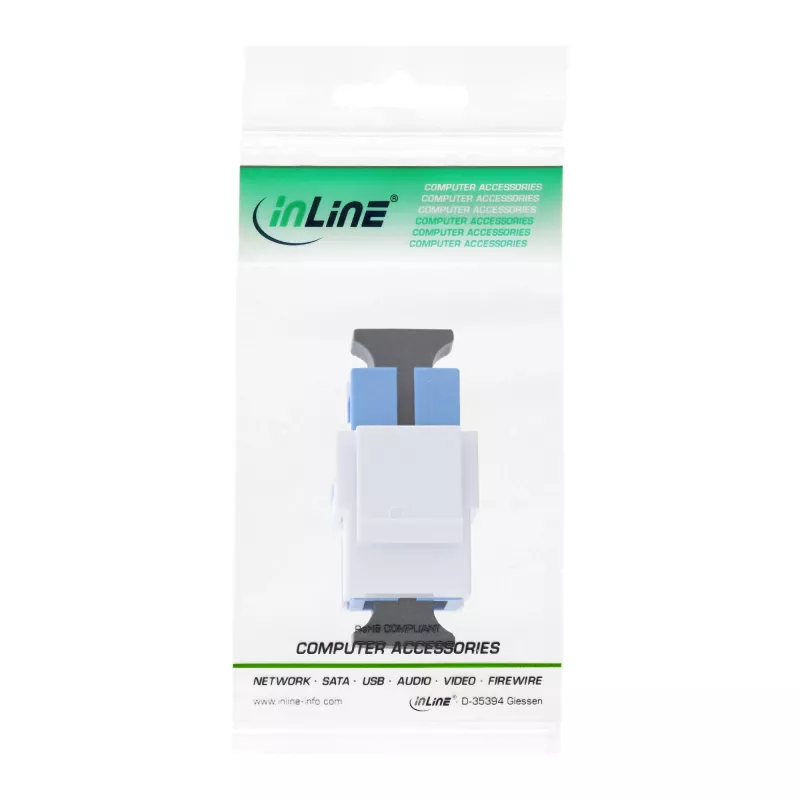 Keystone snap-in fiber optic adapter InLine SC–SC simplex SM with ceramic sleeve, flat, white