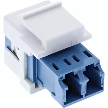 InLine FO Keystone Snap-in adaptor white, duplex LC/LC, SM, ceramic sleeve,blue