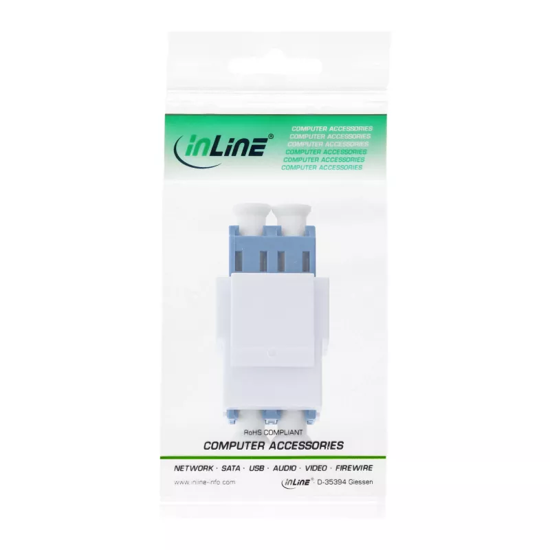 InLine FO Keystone Snap-in adaptor white, duplex LC/LC, SM, ceramic sleeve,blue