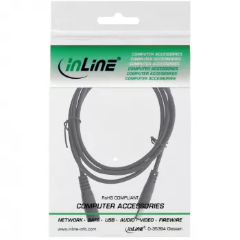 InLine DC extension cable, DC male/female 5.5x2.1mm, AWG 18, black 0.5m