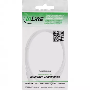 InLine DC extension cable, DC male/female 5.5x2.5mm, AWG 18, white 2m