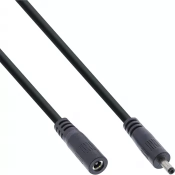 InLine DC extension cable, DC male/female 3.5x1.35mm, AWG 18, black 0.5m
