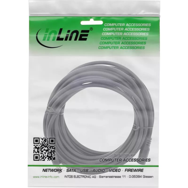 InLine DC extension cable, DC male/female 5.5x2.1mm, AWG 18, black 3m