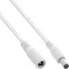 InLine DC extension cable, DC male/female 5.5x2.1mm, AWG 18, white 5m