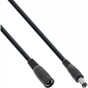 InLine DC extension cable, DC male/female 5.5x2.1mm, AWG 18, black 2m