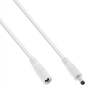 InLine DC extension cable, DC male/female 4.0x1.7mm, AWG 18, white 2m