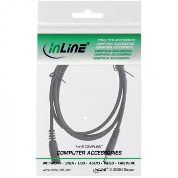 InLine DC extension cable, DC male/female 4.0x1.7mm, AWG 18, black 1m