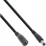InLine DC extension cable, DC male/female 5.5x2.5mm, AWG 18, black 2m