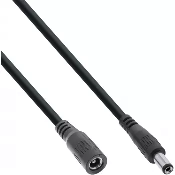 InLine DC extension cable, DC male/female 5.5x2.5mm, AWG 18, black 5m