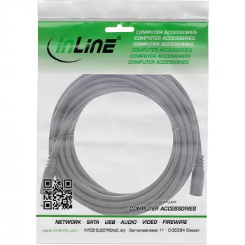 InLine DC extension cable, DC male/female 5.5x2.5mm, AWG 18, black 5m