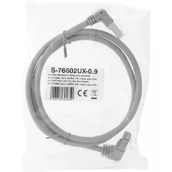InLine Patch cable two side down angled, S/FTP (PiMf), Cat.6, 250MHz, PVC, copper, grey, 1.1m