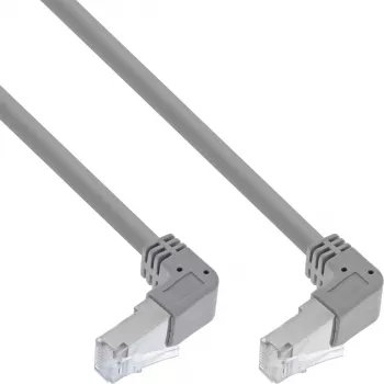 InLine Patch cable two side down angled, S/FTP (PiMf), Cat.6, 250MHz, PVC, copper, grey, 1.1m