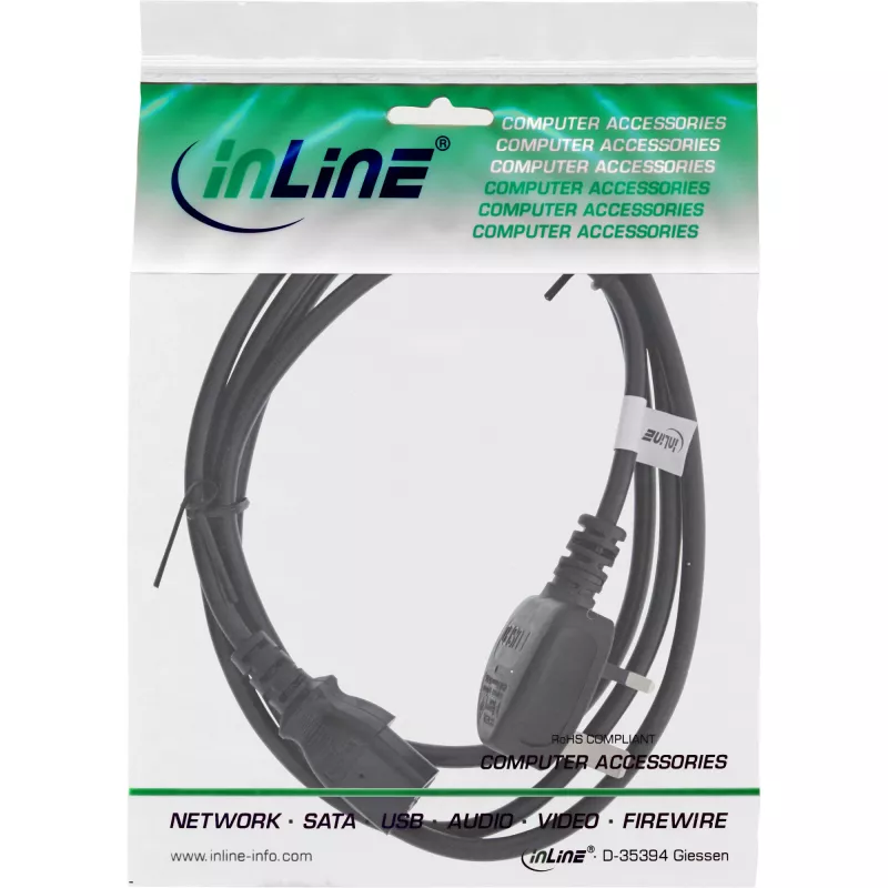 InLine power cable England male / 3pin IEC C13 male, 5m
