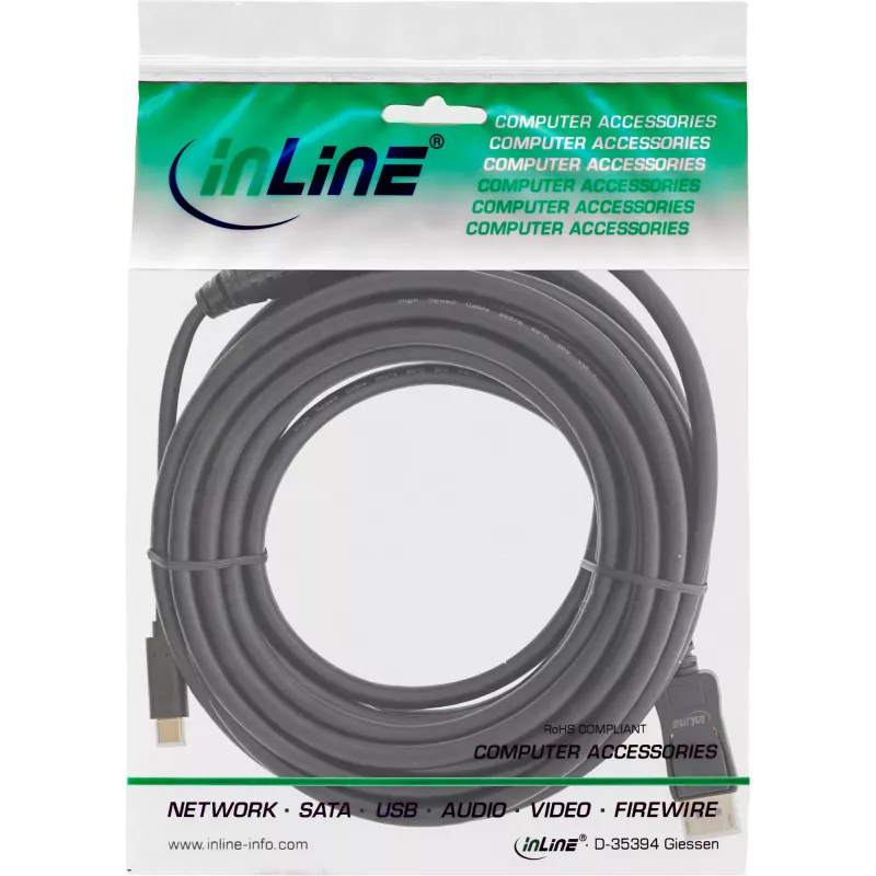 InLine USB Display Cable, USB-C male to DisplayPort male, 7.5m