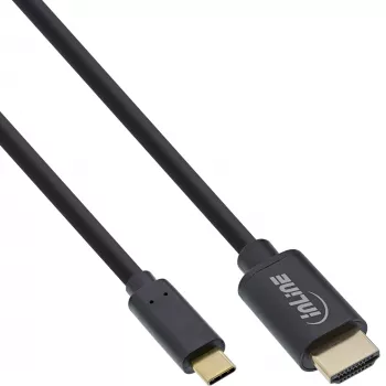 InLine USB display cable, USB-C male to HDMI male, 5m, 5 m, USB Type-C, HDMI, Male, Male, Straight