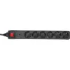 InLine Socket strip CEE 7/3, 6-way, overvoltage protection, switch, black