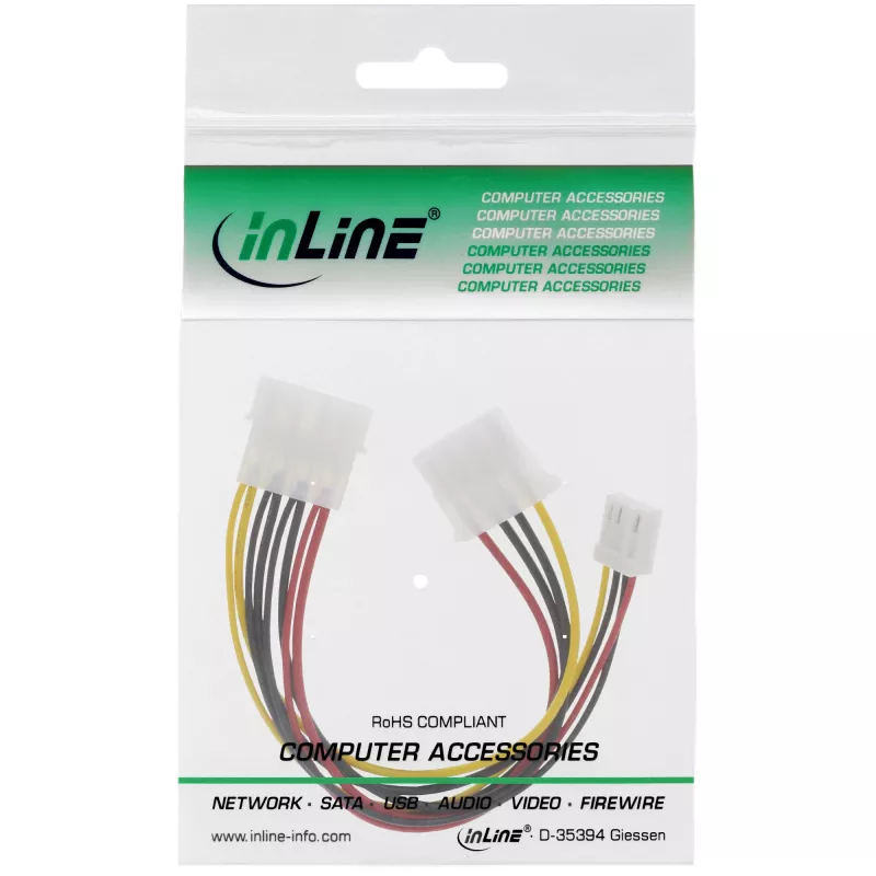 InLine Internal Power Y-Cable 1x 5.25 inch Molex / 1x 5.25 inch Molex + 1x 3.5 inch Floppy