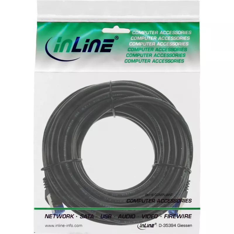 InLine Patch cable, Cat.6A, S/FTP, PUR industrial, black, 1.5m