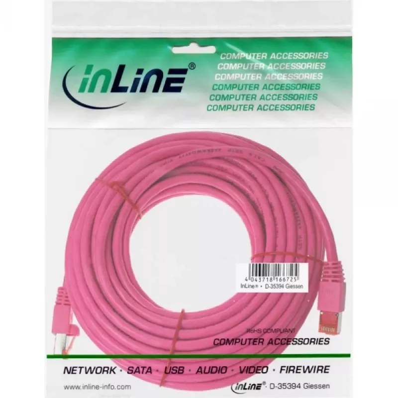 InLine Patch Cable S/FTP PiMF Cat.6 250MHz PVC copper pink 7.5m