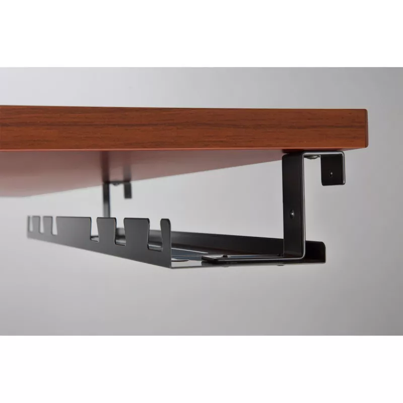 Cable guide/shelf for under-table mounting InLine 131×590×74 mm, black