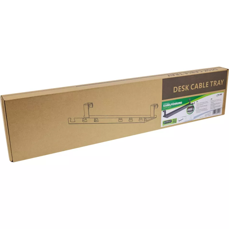Cable guide/shelf for under-table mounting InLine 131×590×74 mm, black