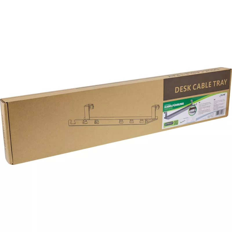 Cable guide shelf for under-table mounting InLine 131×590×74 mm grey