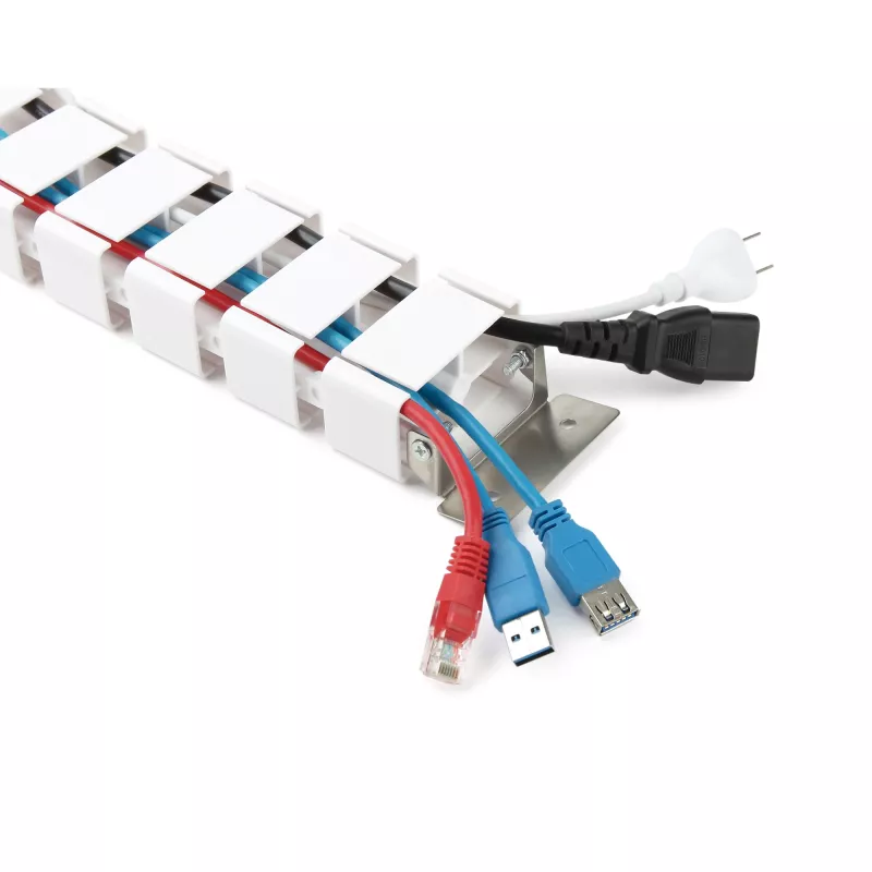 Cable duct for height-adjustable tables InLine 4-chamber, white, length 1.28 m