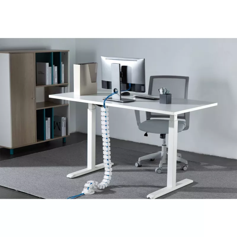 Cable duct for height-adjustable tables InLine 4-chamber, white, length 1.28 m