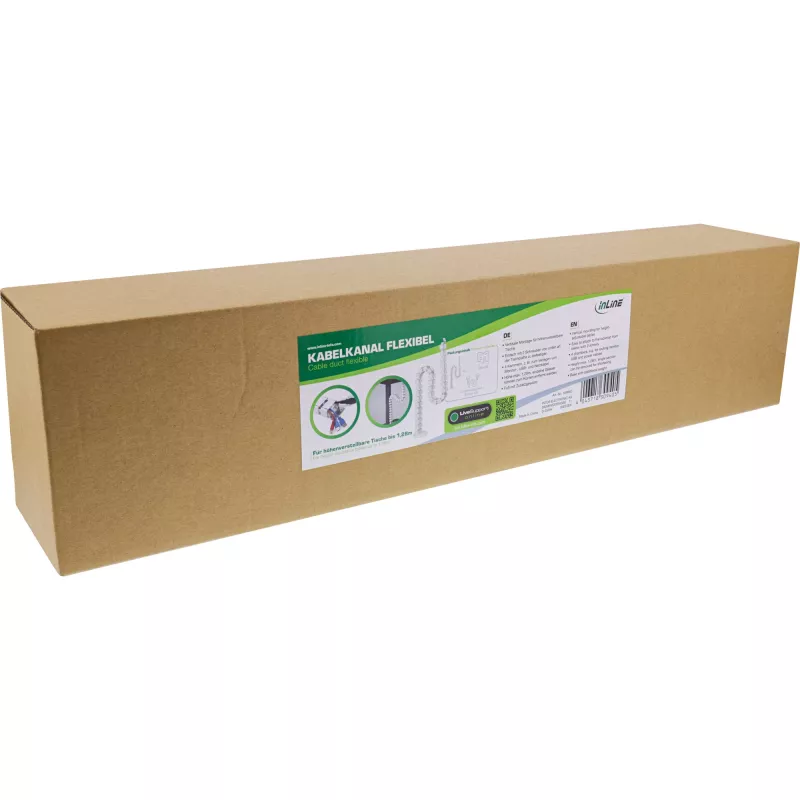 Cable duct for height-adjustable tables InLine 4-chamber, white, length 1.28 m