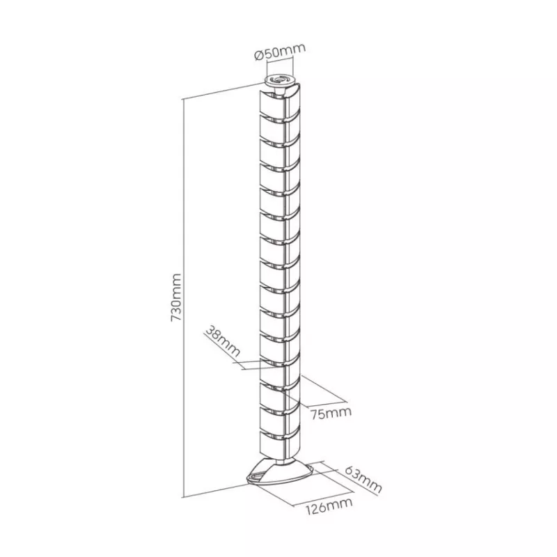InLine Cable duct flexible, vertical for tables, 2 chambers, 0.80m black